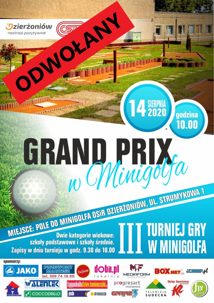 Plakat III Turniej Gry w Minigolfa - odwołany