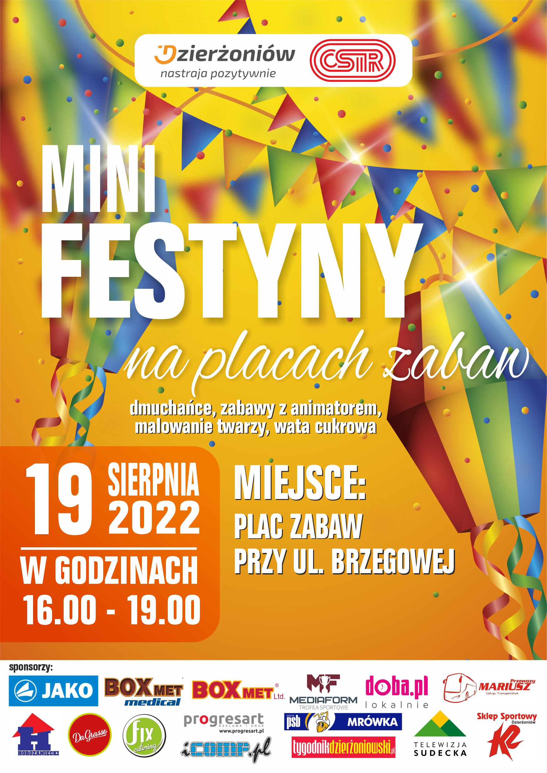 Plakat Festyny na Placach zabaw_2022_19 sierpnia
