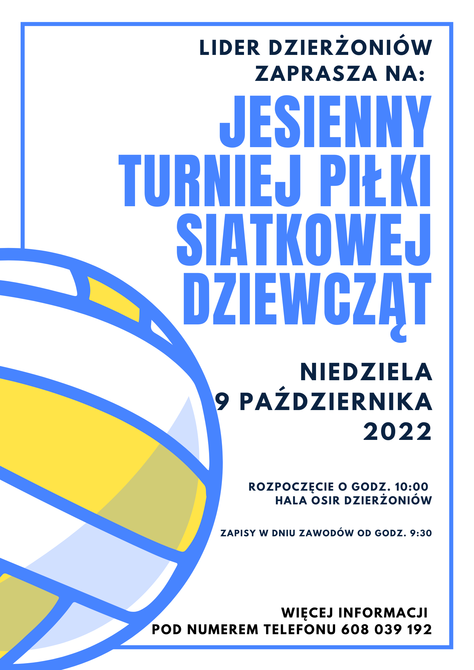 Niebieski i Żółty Siatkówka Turniej Plakat